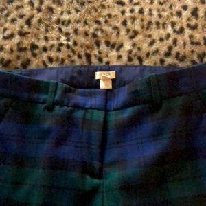 J Crew Bowery plaid lined pants; inseam 10.25”; rise 10.25”; size 4 stretch